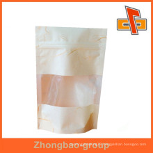 food grade rice paper stand up pouch/silk paper bag with window and zipper